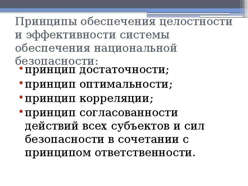 Система обеспечения национальной безопасности принципы