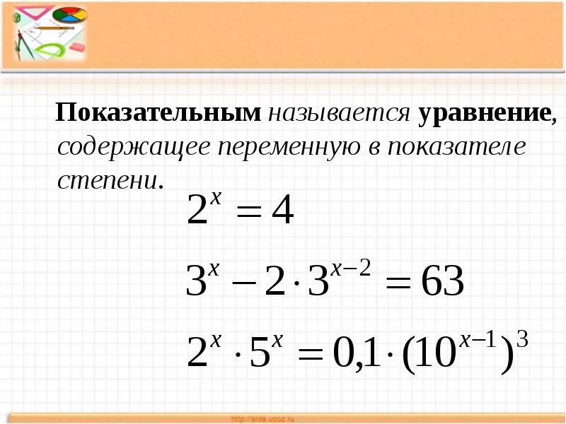 Презентация решение показательных уравнений