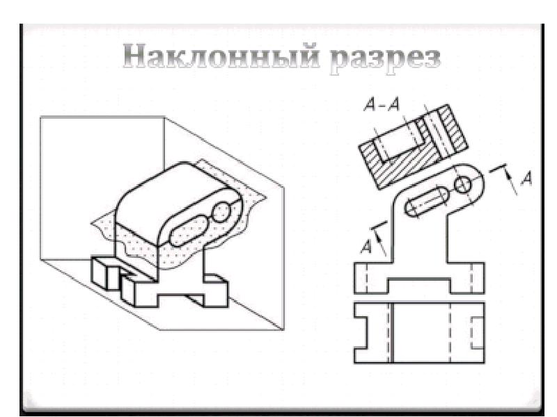 Наклонный разрез на чертеже как построить