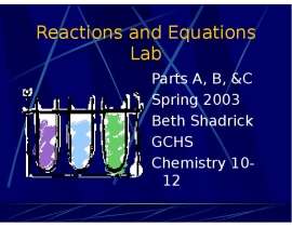 Reactions and equations lab