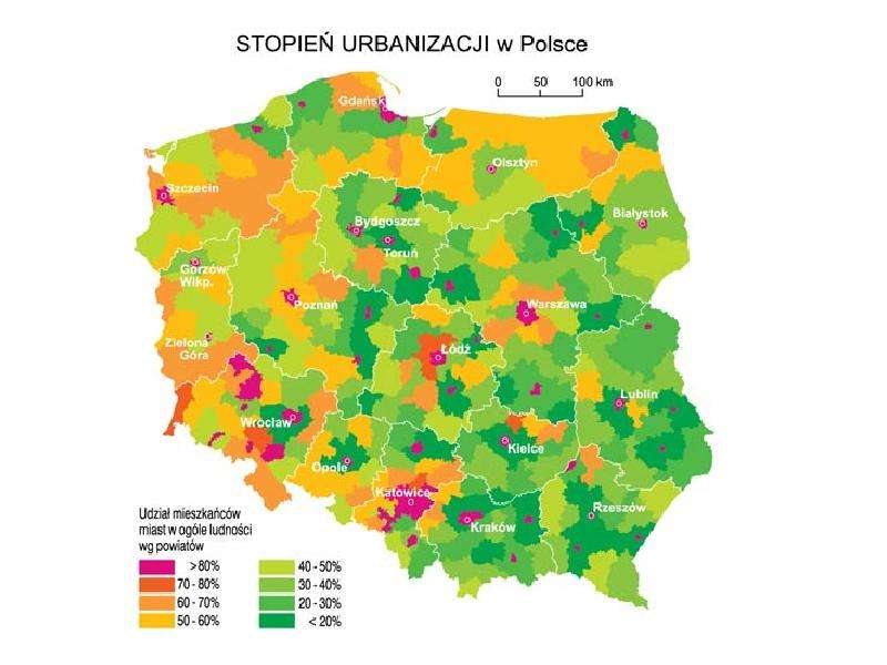 Карта населения польши