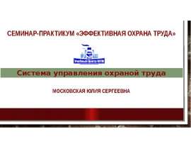 Семинар практикум - эффективная охрана труда. СУОТ