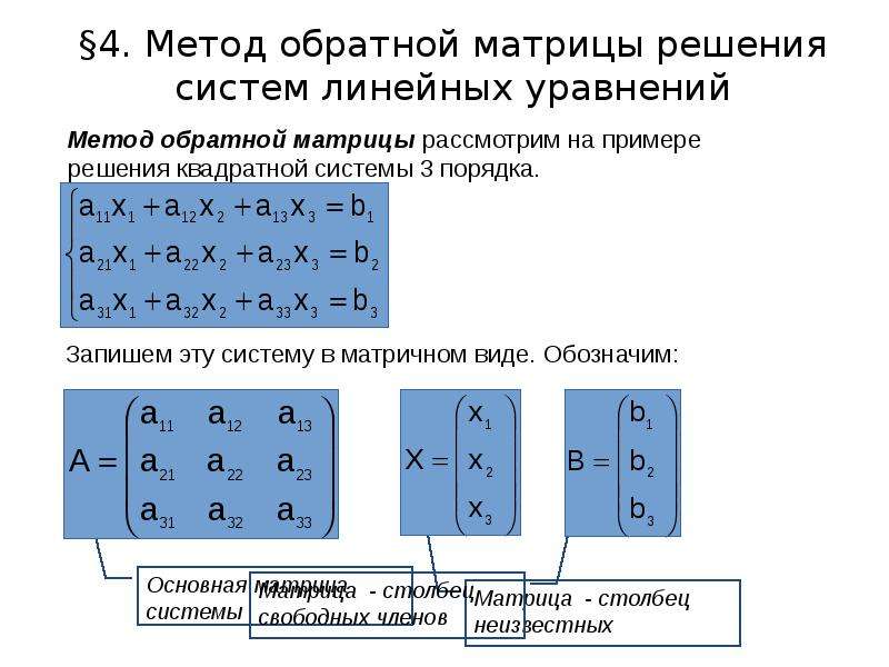 Решение матричным методом