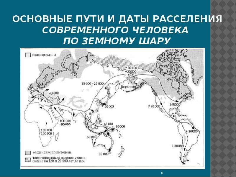 Карта расселения людей по земному шару