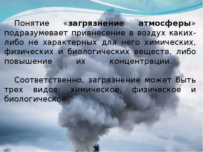 Проект на тему загрязнение атмосферы 7 класс обществознание