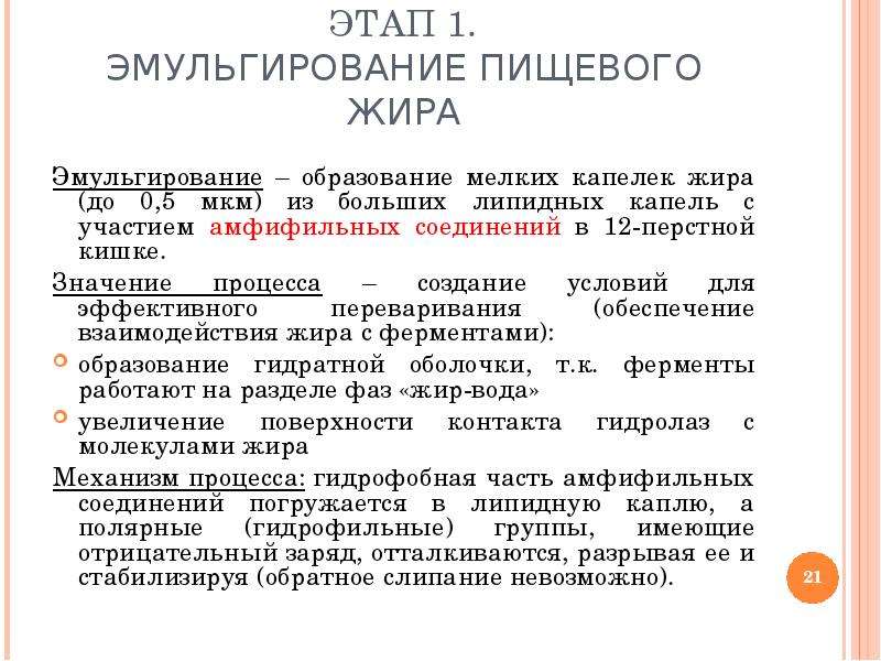 Эмульгирование жиров схема