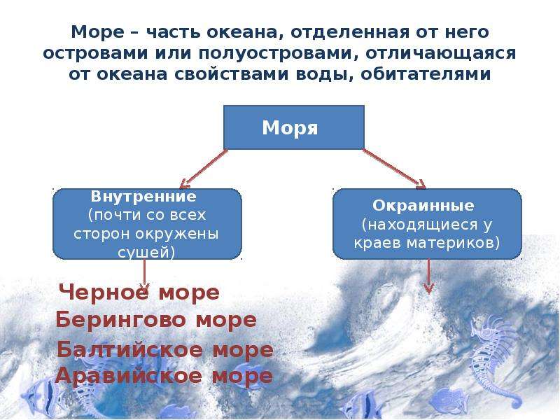 Перечислите части океана