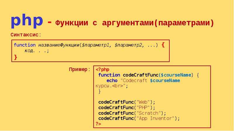 Php function arguments