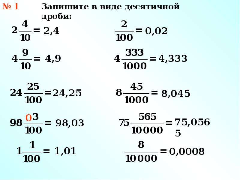 Понятие десятичной дроби 5 класс презентация