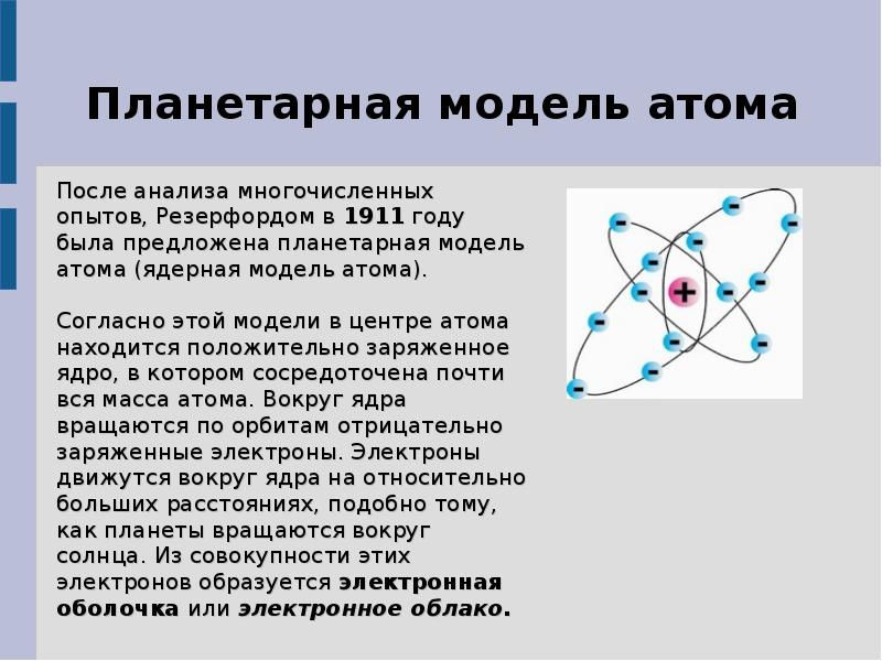 Планетарная модель атома презентация