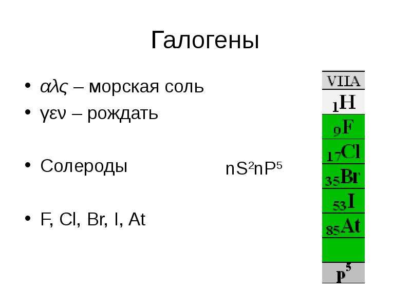 Рождающие соли галогены проект