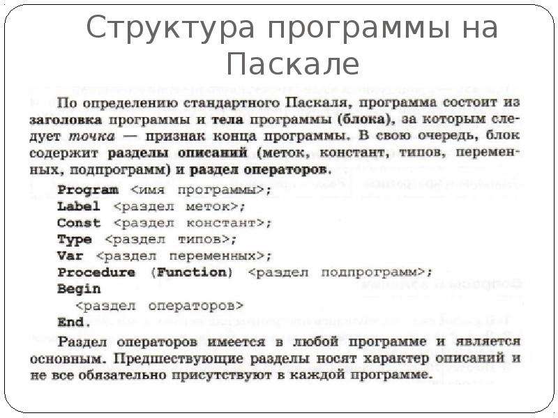 Паскаль язык структурного программирования презентация 10 класс семакин