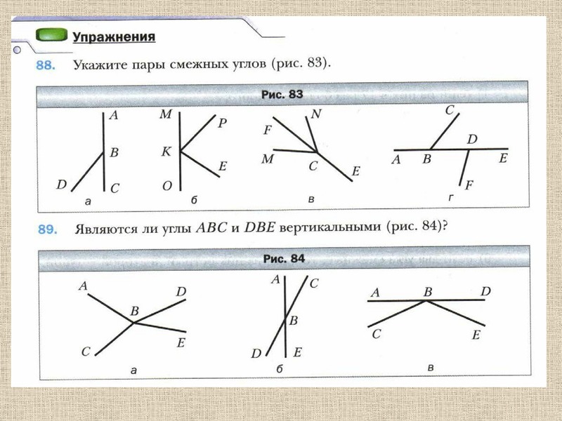 Смежные и вертикальные углы картинки