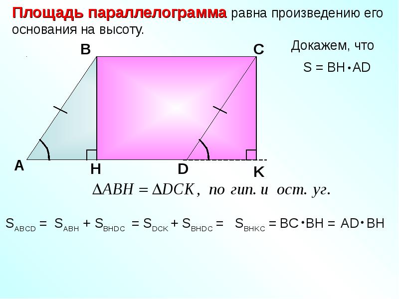 Площадь это произведение. Теорема о площади параллелограмма с доказательством. Площадь параллелограмма 8 класс Атанасян. Доказательство площади параллелограмма 8 класс Атанасян. Теорема площадь параллелограмма с доказательством 8 класс.