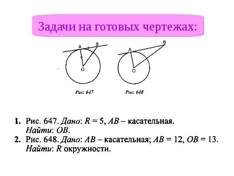 Чертеж касательной окружности