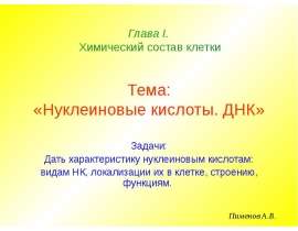 Химический состав клетки. Нуклеиновые кислоты. ДНК