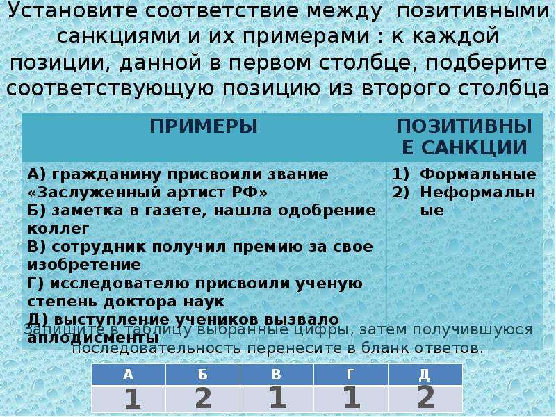 Подберите соответствующую позицию из 2 столбца