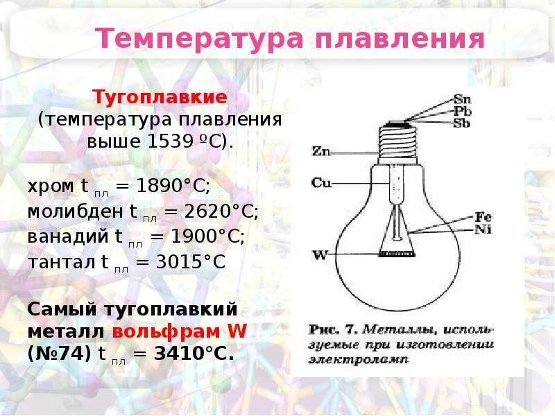 Физические свойства металлов температура