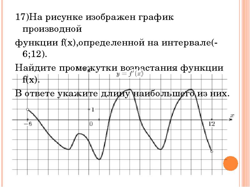 На рисунке изображен график функции 11 2. График производной функции Найдите промежутки возрастания функции. График функции f(x), определенной на интервале (-6; 6).. Промежутки возрастания функции на графике производной. На рисунке изображен график производной функции.