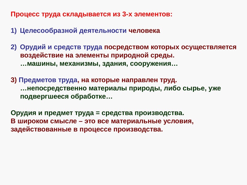 Процесс труда. Процесс труда целесообразной деятельности человека. Средства производства складываются из. Земля, как предмет труда, орудие труда, средство производства..