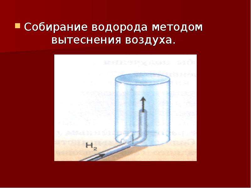 Водород собирают методом вытеснения