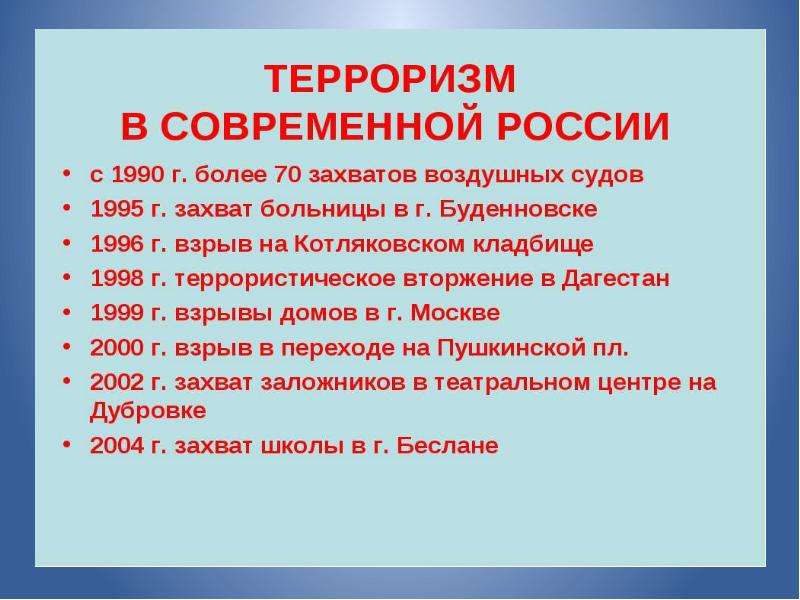 Терроризм в современном обществе проект 10 класс