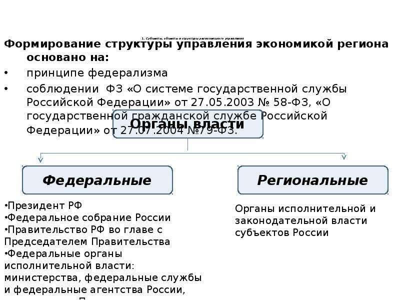 Региональное управление в экономических регионах. Субъекты и объекты регионального управления. Структура управления экономикой региона. Структура формирования регионального управления. Объекты управления экономической сферой.