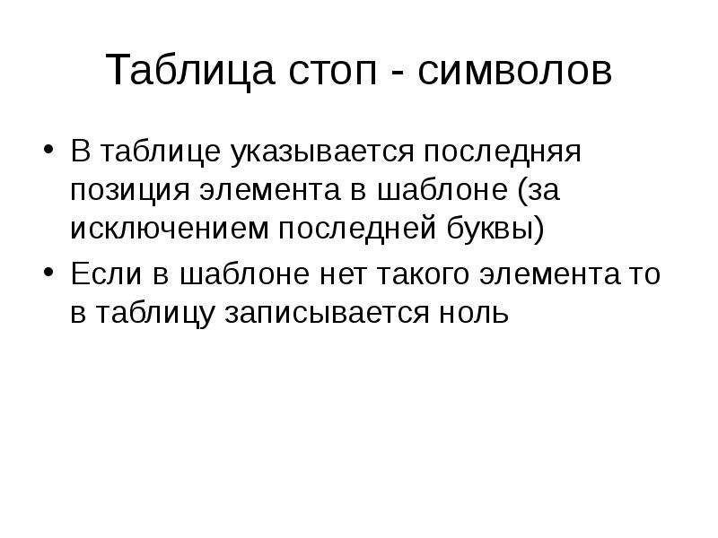 Позиция элемента. Алгоритм Бойера Мура таблица стоп символов. Таблица стоп. Эвристика стоп символа. Цели Мура.