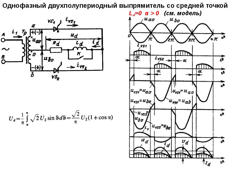 Схема выпрямитель со средней точкой