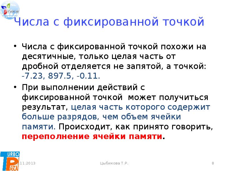 Целая точка это. Дробные числа с фиксированной точкой. Целая часть числа отделяется 