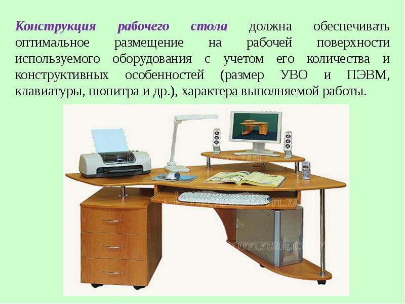 Рабочая конструкция. Стол для ПЭВМ. Рабочий компьютерный стол конструкция. Конструктивные особенности рабочего стола. Рабочая поверхность стола Информатика.