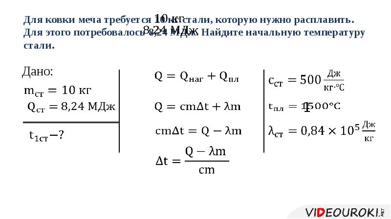 Удельная теплота плавления стали