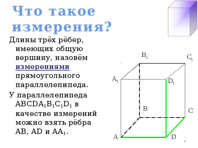 Рассмотри рисунок и найди верные названия для элементов прямоугольного параллелепипеда