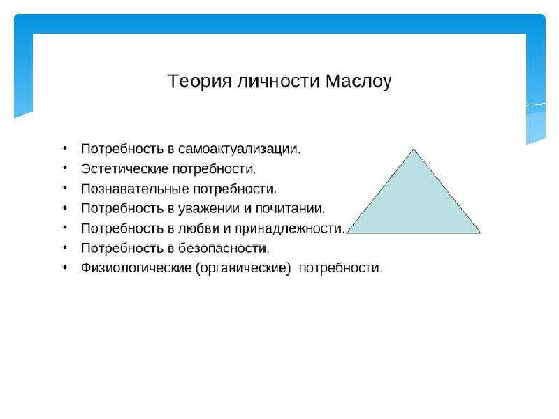 Презентация теория личности маслоу