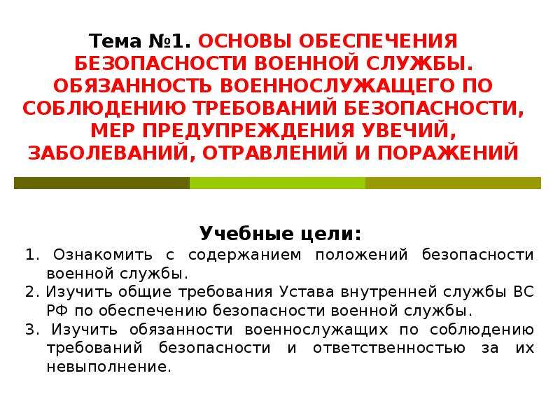 Основы обеспечения безопасности военной службы презентация