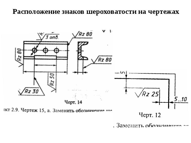 Обозначение шероховатости в чертежах