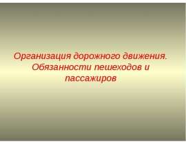 Организация дорожного движения. Обязанности пешеходов и пассажиров