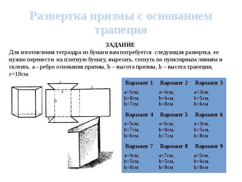 Развертки 5 класс. Призма с основанием трапеции разверток. Развертка Призмы в основании. Развертка трапециевидной Призмы. Призма трапеция развертка.