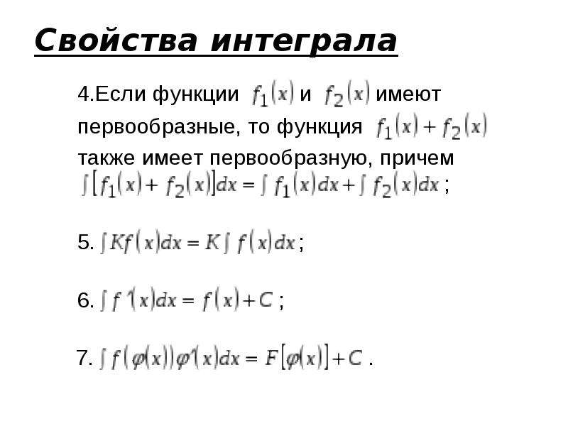 Первообразная функции неопределенный интеграл и его свойства