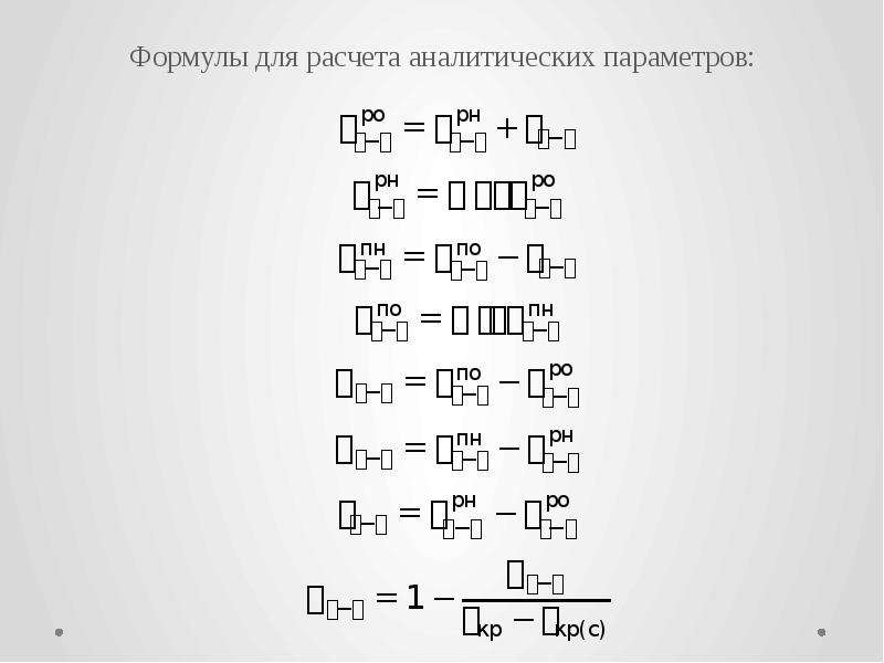 Формула параметра. Формулы для Пивоваров.