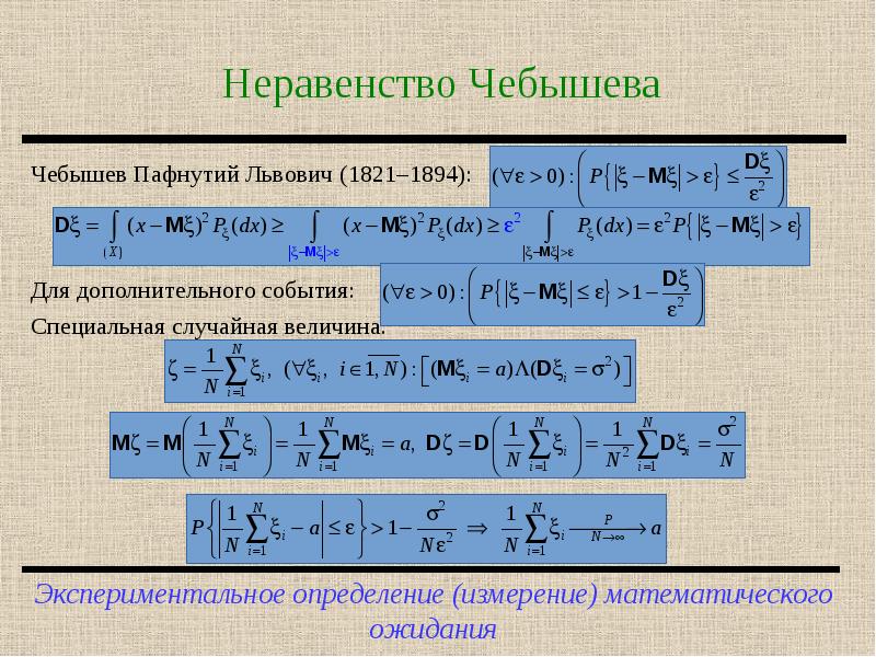 Неравенство чебышева теория