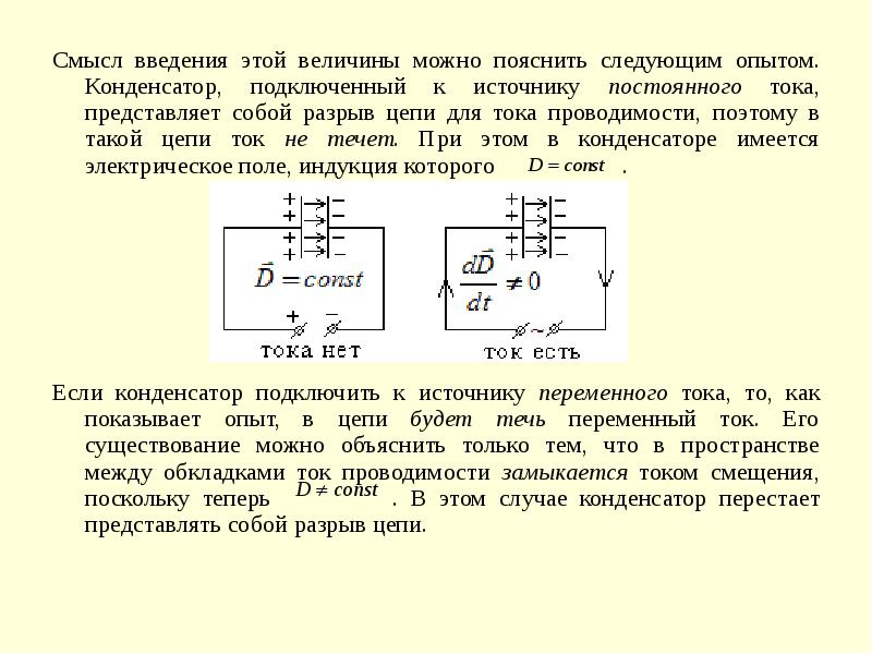 Ток в цепи с конденсатором