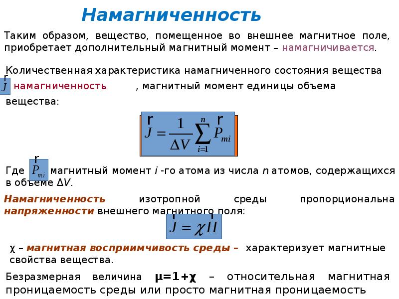 Магнитное поле в веществе