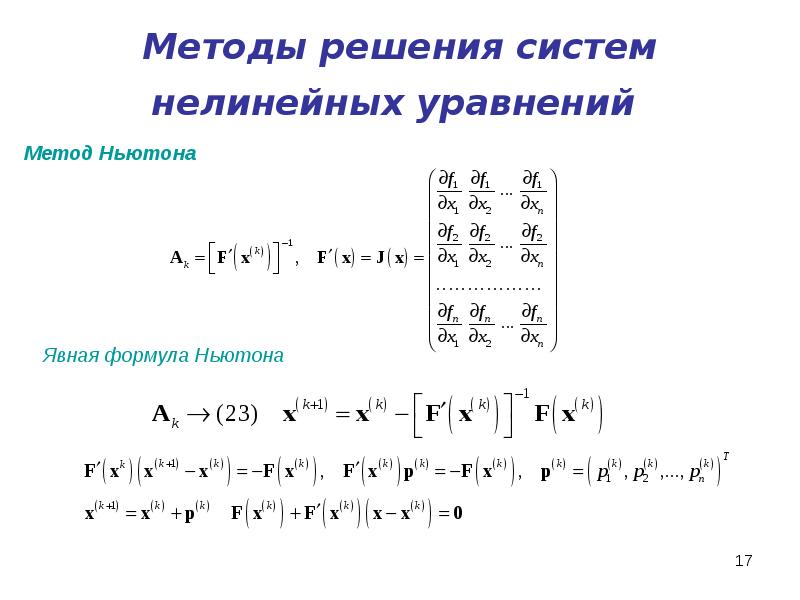 Решение систем нелинейных уравнений метод итерации. Метод Ньютона для решения нелинейных уравнений. Методы решения нелинейных уравнений.