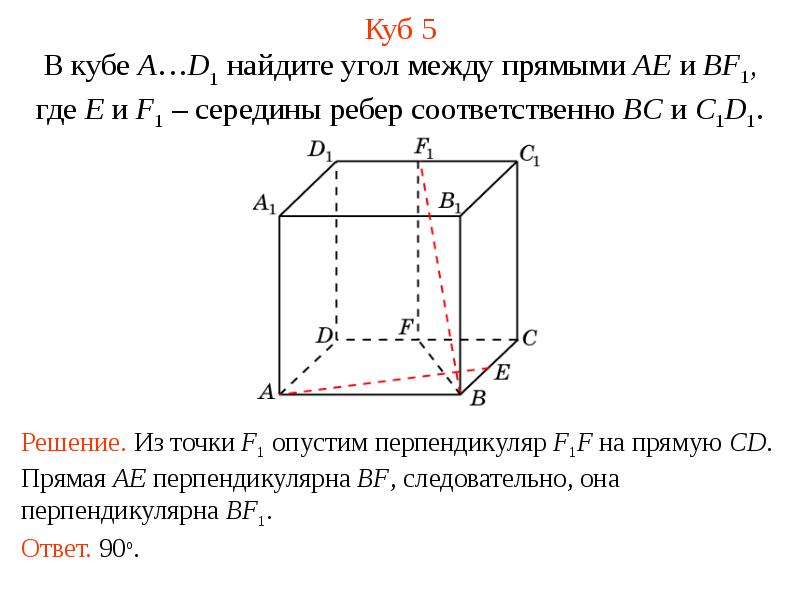 Угол между прямыми в пространстве 10 класс презентация