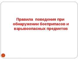 Правила поведения при обнаружении боеприпасов и взрывоопасных предметов