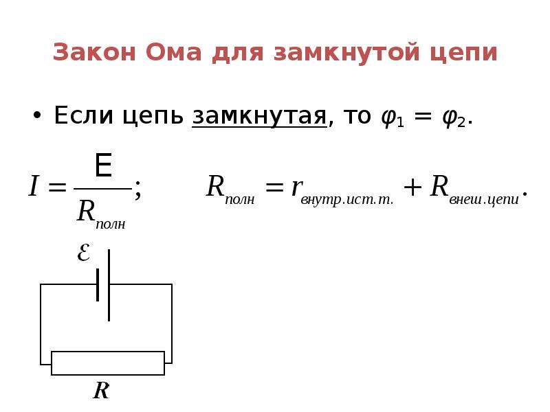 Закон ома для полной цепи рисунок