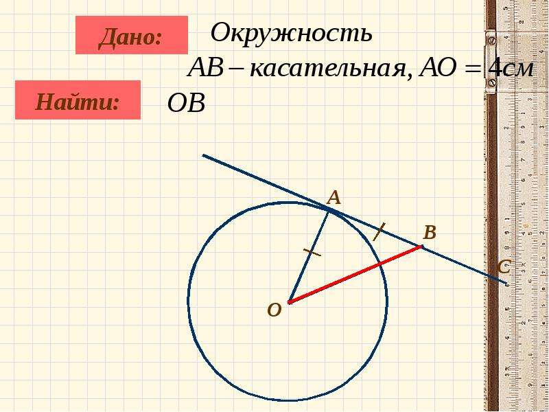 Укажите рисунок на котором изображена касательная к окружности