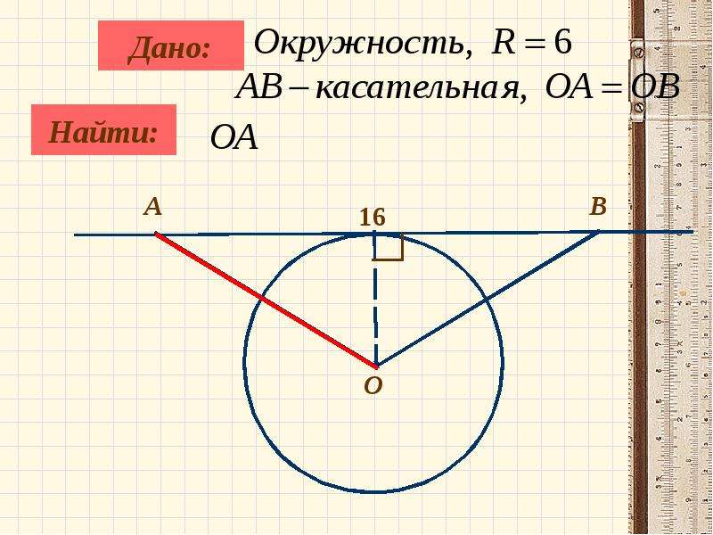 Чертеж касательной окружности