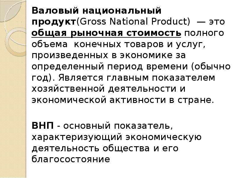 Цели национального производства и состав ввп презентация